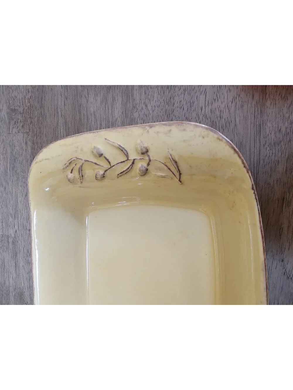 Cerutil Stoneware Mustard Yellow Olive Branch Casserole Baking Dish Portugal